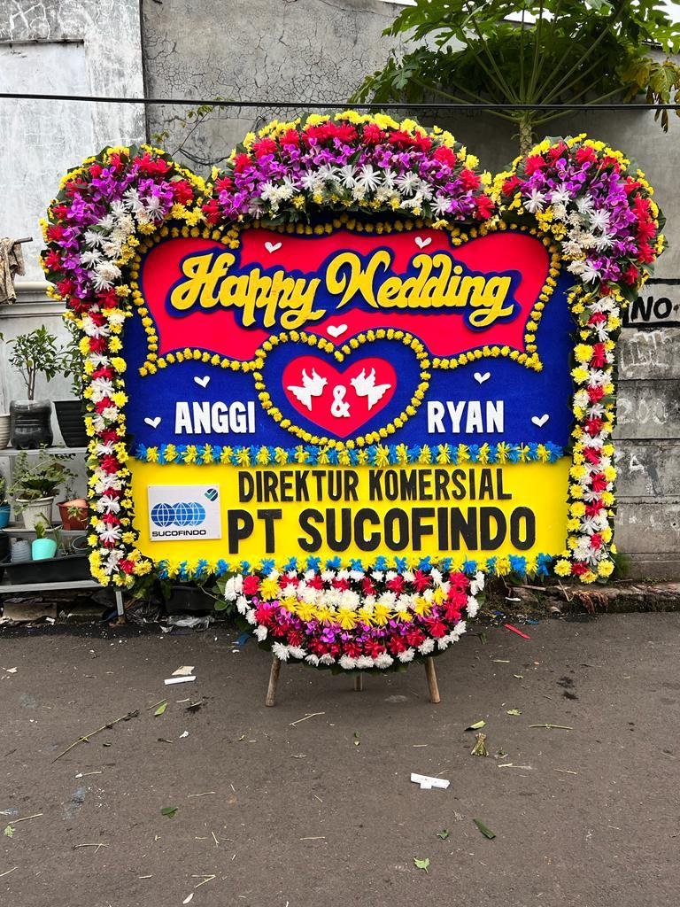 Bunga Papan Happy Wedding Pebayuran Bunga papan happy wedding untuk hajatan pernikahan di Pebayuran